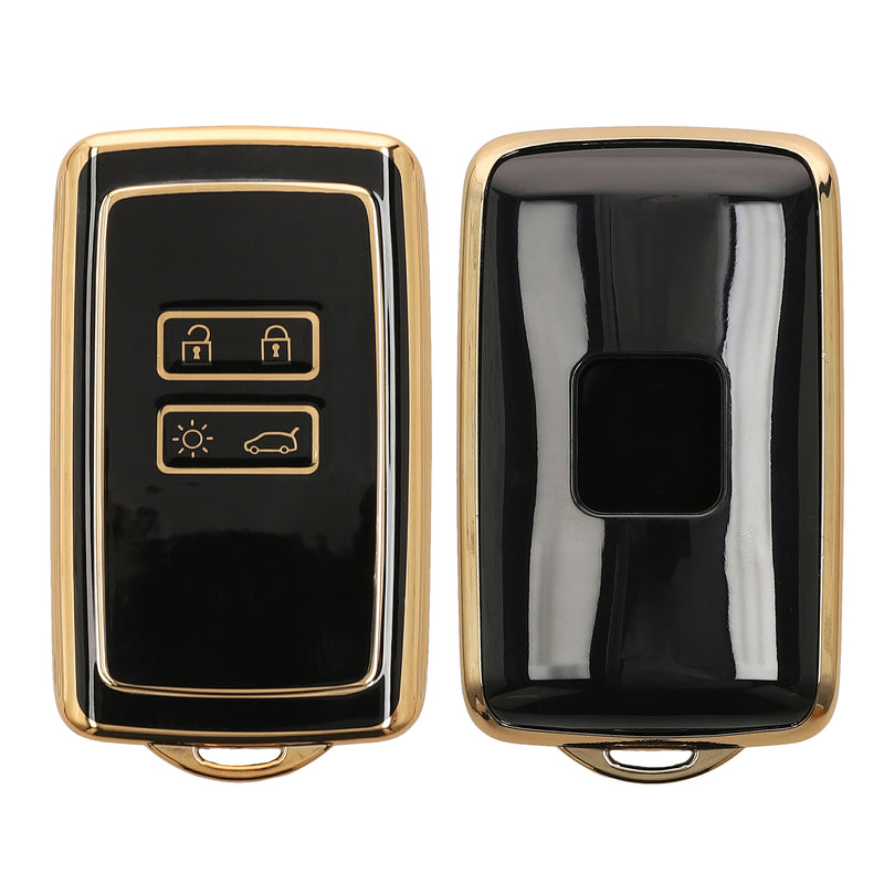 kwmobile Autoschlüssel Hülle kompatibel mit Renault 4-Tasten Smartkey Autoschlüssel (nur Keyless Go) - Schlüsselhülle Silikon Cover - Schwarz Gold Schwarz  [dsg01]