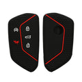 kwmobile Autoschlüssel Schutzhülle kompatibel mit VW Golf 8 5-Tasten Seat Leon MK4 Tarraco Atec Hülle - Schlüsselhülle aus Silikon - in Schwarz Rot Schwarz  [dsg01]