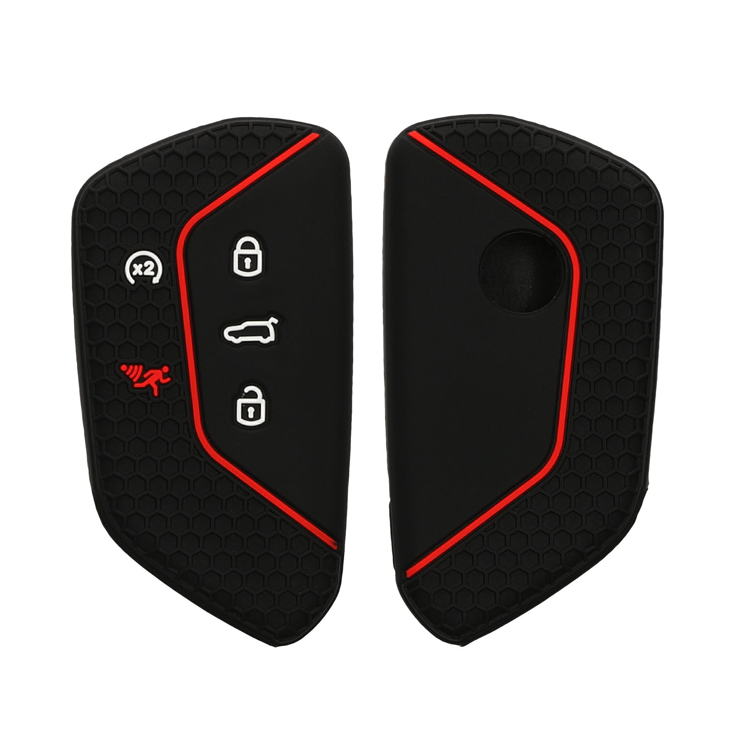 kwmobile Autoschlüssel Schutzhülle kompatibel mit VW Golf 8 5-Tasten Seat Leon MK4 Tarraco Atec Hülle - Schlüsselhülle aus Silikon - in Schwarz Rot Schwarz  [dsg01]