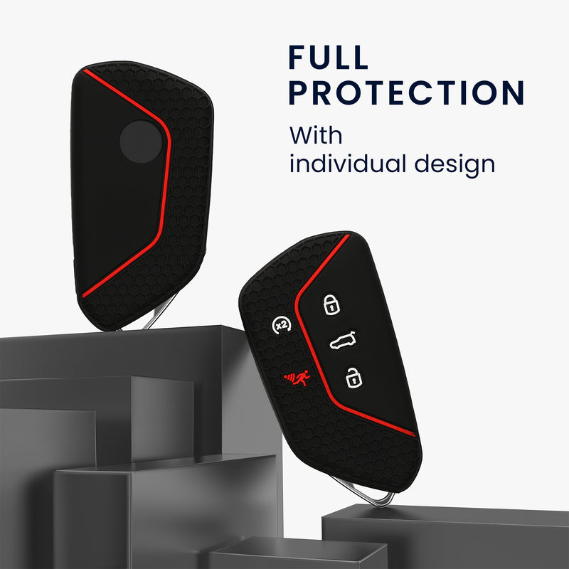 kwmobile Car Key Protection Case Compatible with VW Golf 8 5-Button Seat Leon MK4 Tarraco Atec Case - Silicone Key Cover