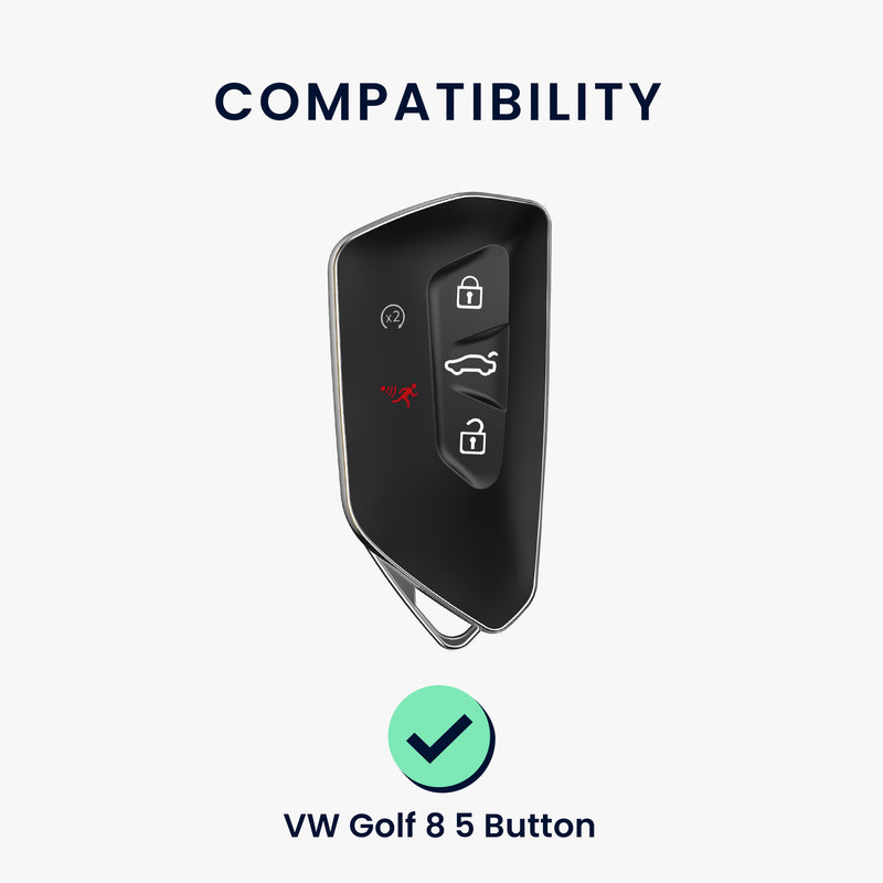kwmobile Car Key Protection Case Compatible with VW Golf 8 5-Button Seat Leon MK4 Tarraco Atec Case - Silicone Key Cover