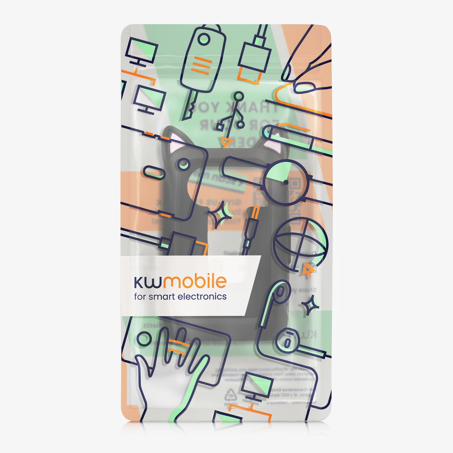 kwmobile Protective Case Compatible with Huawei Watch Band 7 / Honor Band 6 Case Frame with Cat Ears Case without Screen Protector