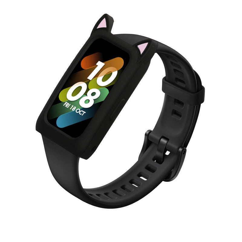 kwmobile Protective Case Compatible with Huawei Watch Band 7 / Honor Band 6 Case Frame with Cat Ears Case without Screen Protector