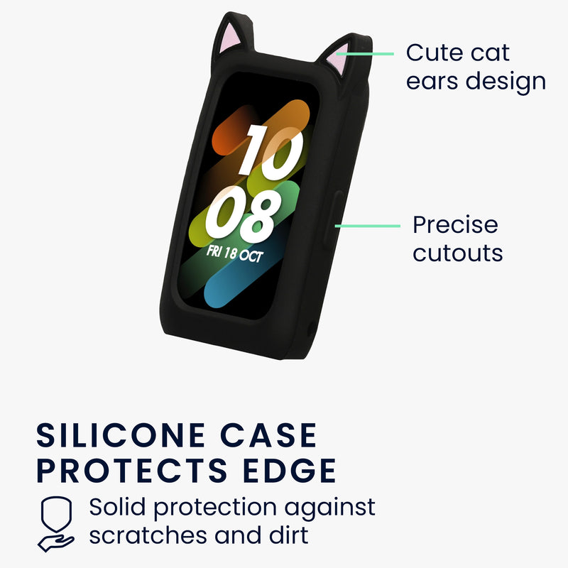 kwmobile Protective Case Compatible with Huawei Watch Band 7 / Honor Band 6 Case Frame with Cat Ears Case without Screen Protector