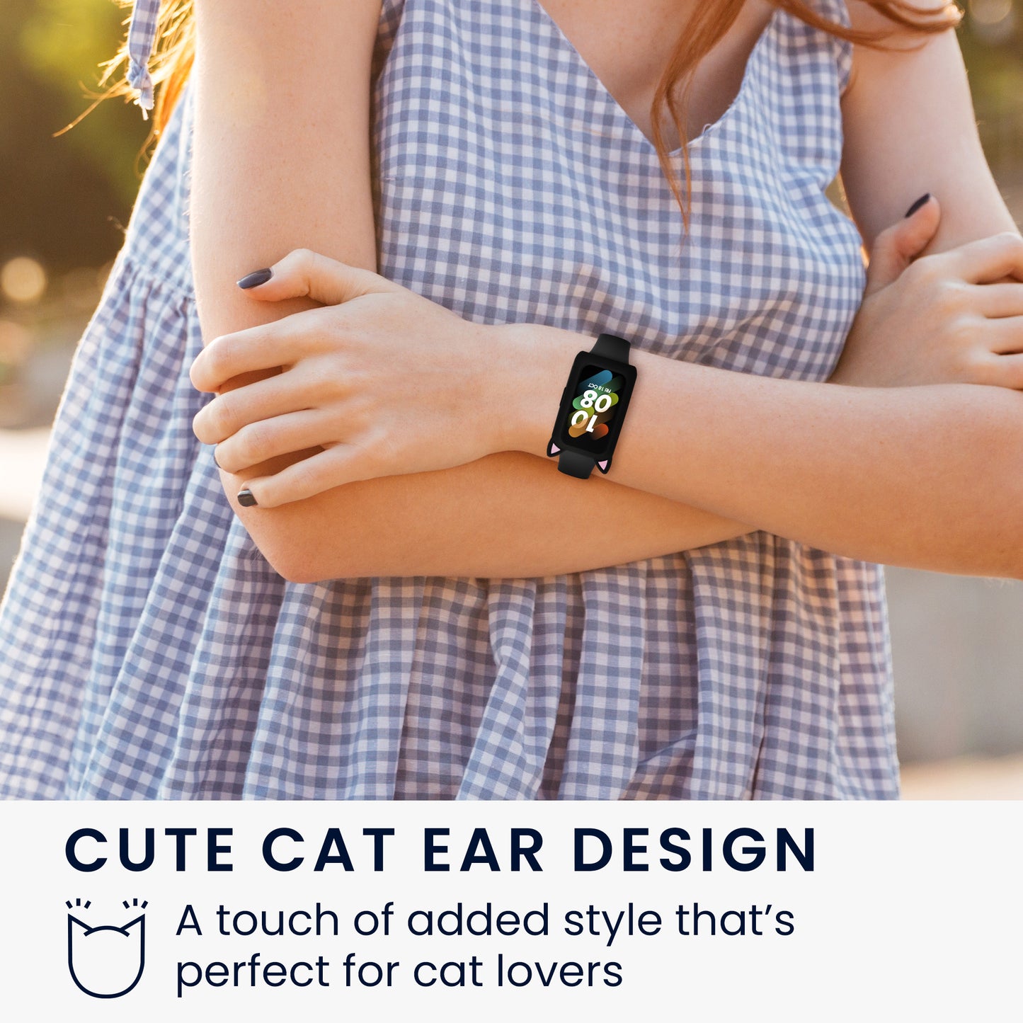kwmobile Protective Case Compatible with Huawei Watch Band 7 / Honor Band 6 Case Frame with Cat Ears Case without Screen Protector