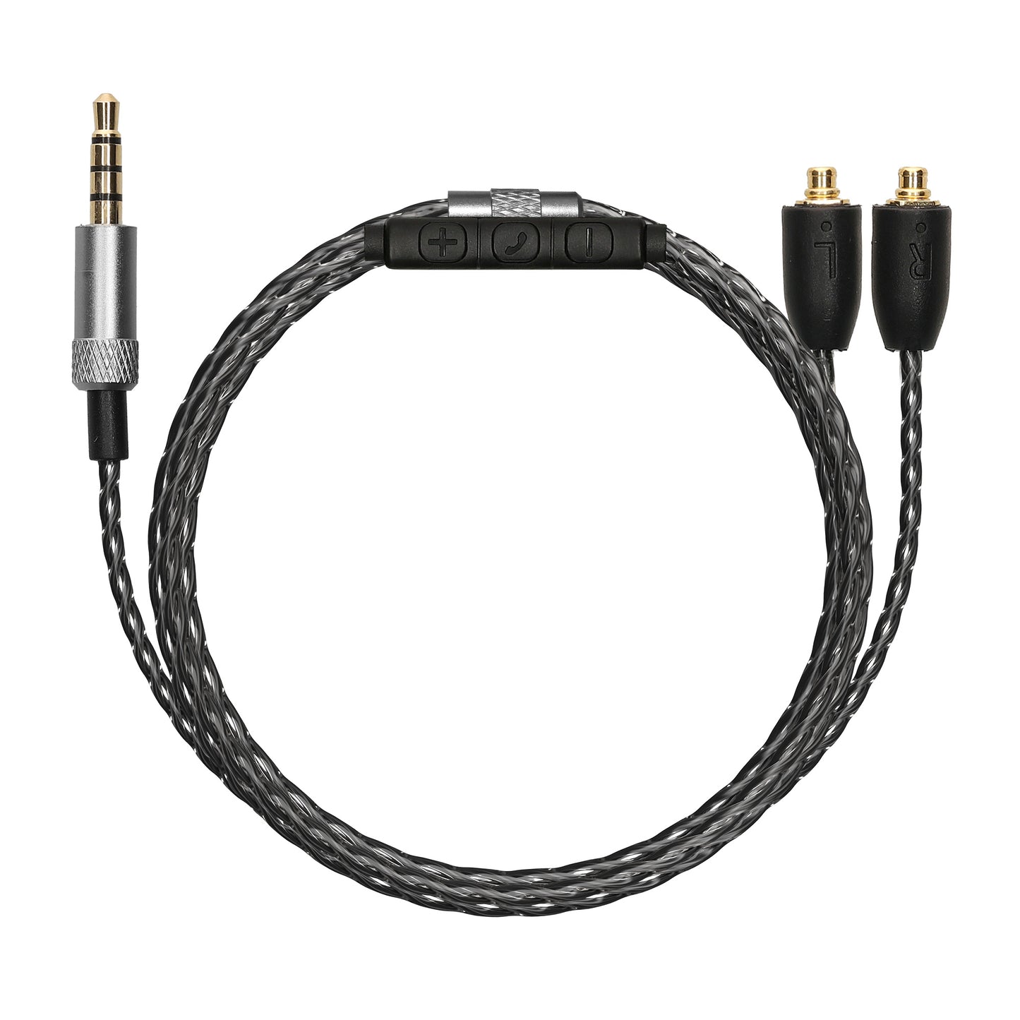 kwmobile Kopfhörerkabel für Shure SE215 / SE315 / SE425 / SE535 / SE846 / UE900 - Ersatz Kabel 120 cm Mikrofon Lautstärkeregler - 3.5mm Klinke Schwarz  