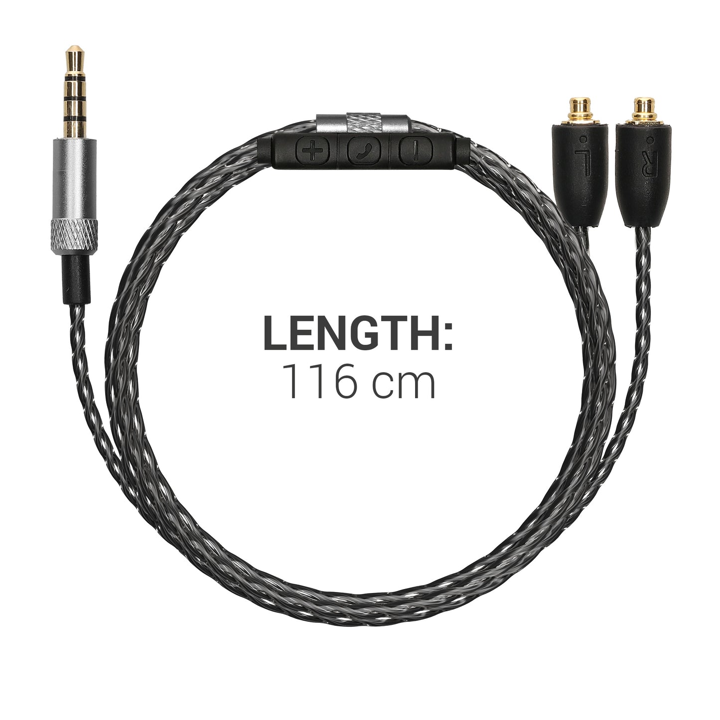 kwmobile Headphone Cable for Shure SE215 / SE315 / SE425 / SE535 / SE846 / UE900 - Replacement Cable 120 cm Microphone Volume Control - 3.5mm Jack