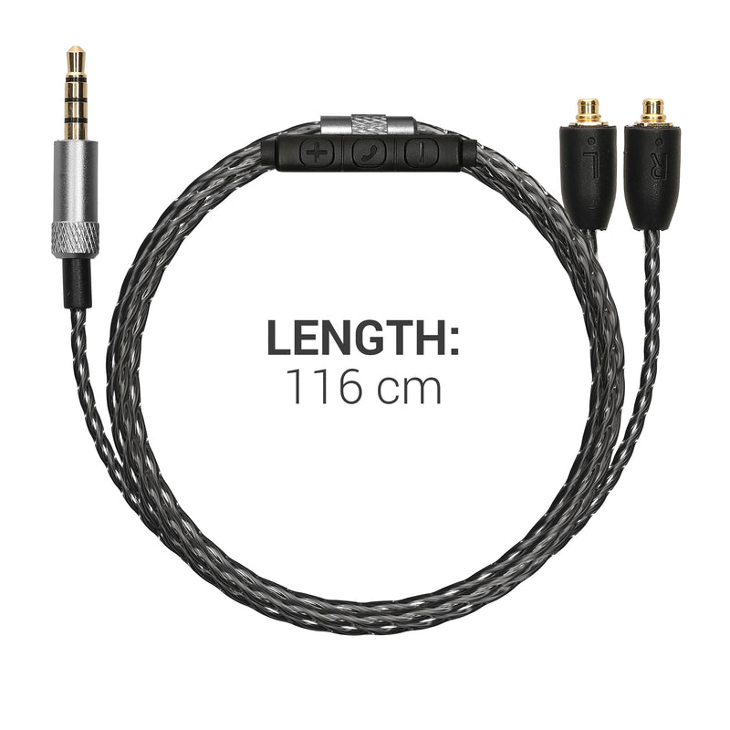 kwmobile Headphone Cable for Shure SE215 / SE315 / SE425 / SE535 / SE846 / UE900 - Replacement Cable 120 cm Microphone Volume Control - 3.5mm Jack