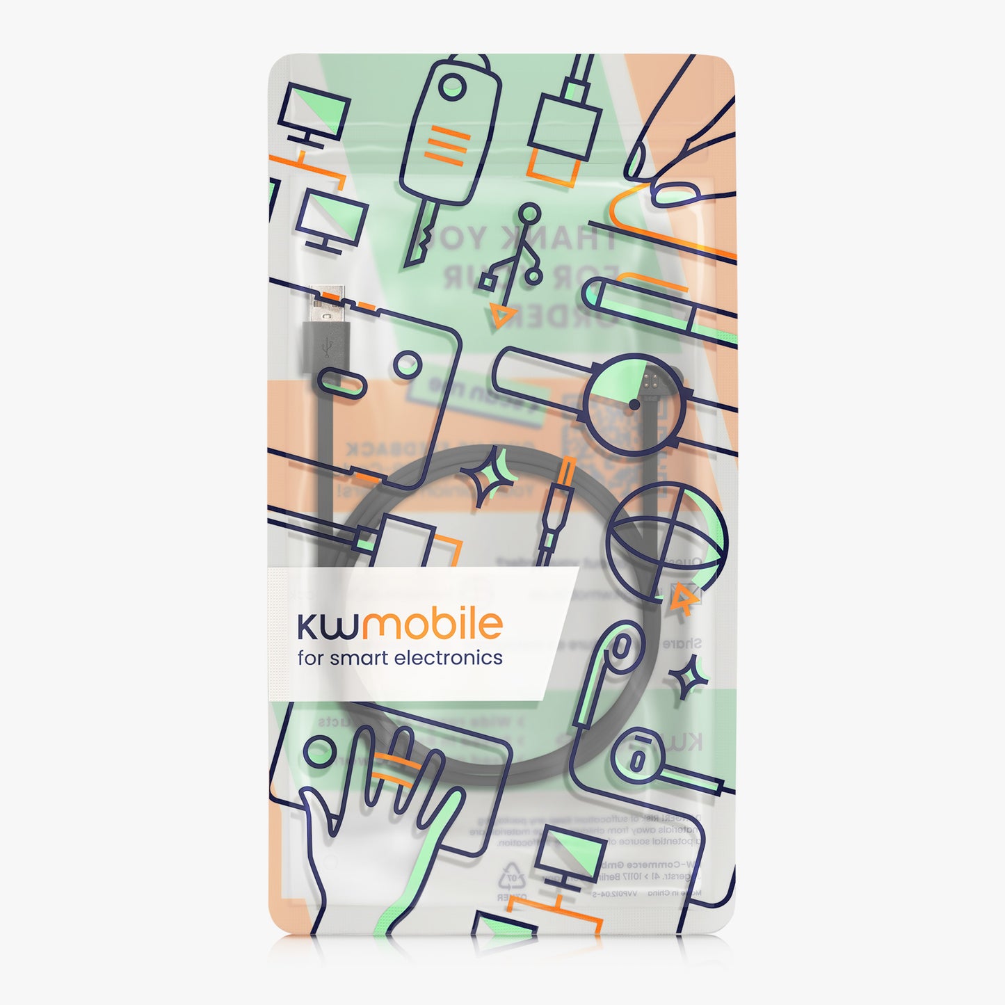 kwmobile Compatible for Mojawa RunPlus USB Charging Cable Charger for Smartwatch Fitness Tracker Replacement Cable