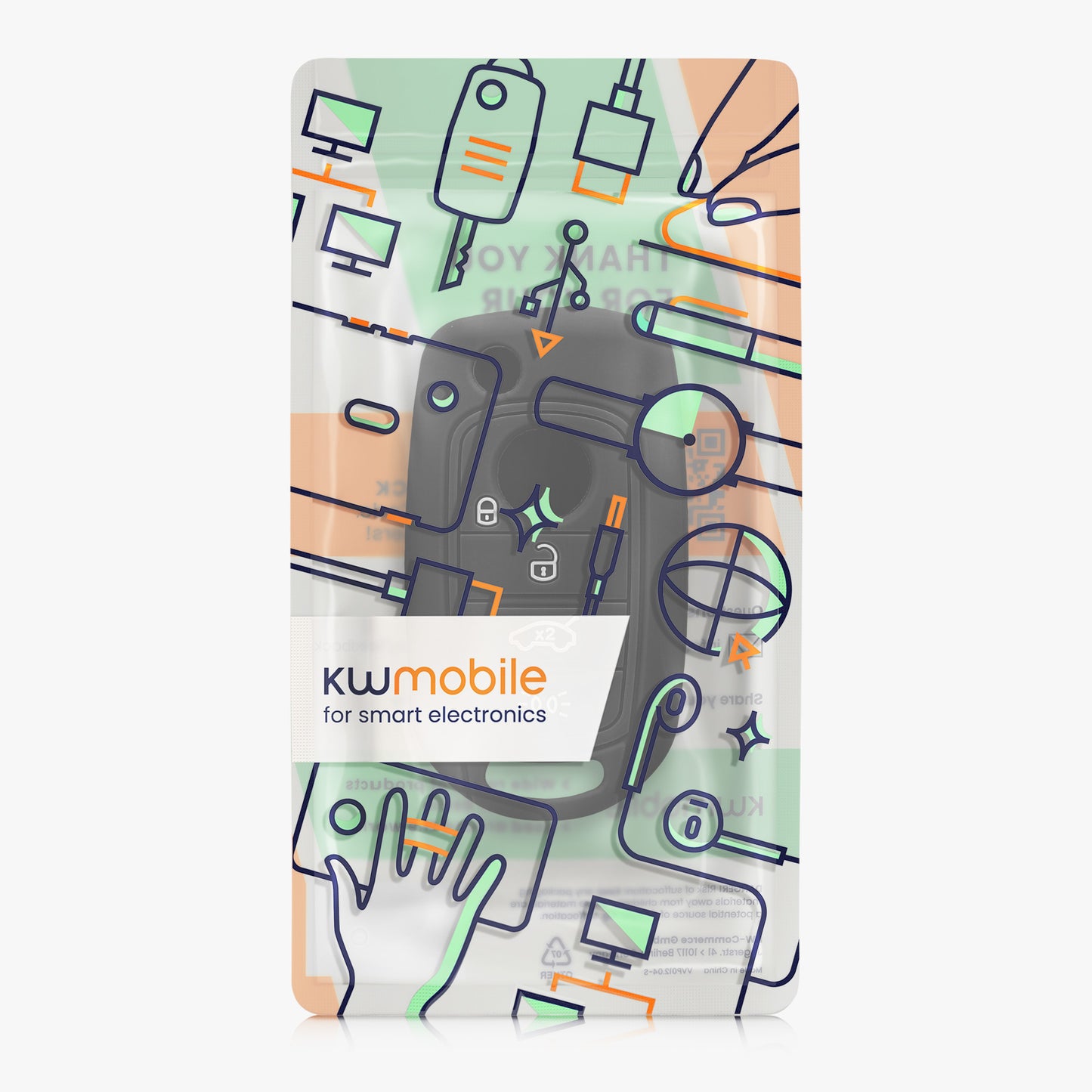 kwmobile Car Key Cover compatible with Fiat 4-Button Flip Car Key - Key Case