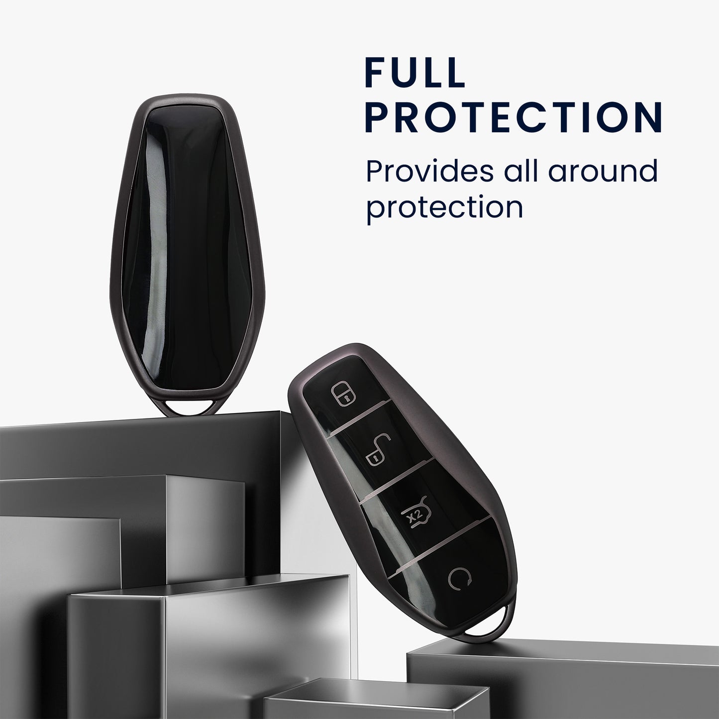 kwmobile Car Key Cover compatible with BYD Atto 3 / Sealion / Han / Tang / Dolphin / Seal - Silicone Key Fob Cover