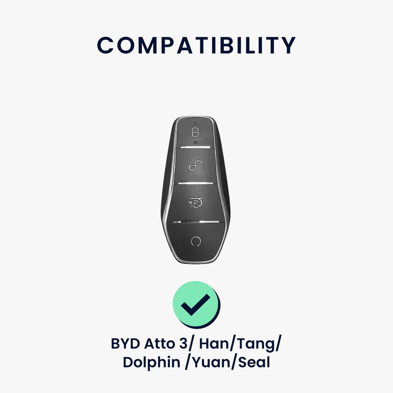 kwmobile Car Key Cover compatible with BYD Atto 3 / Sealion / Han / Tang / Dolphin / Seal - Silicone Key Fob Cover