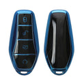 kwmobile Autoschlüssel Hülle kompatibel mit BYD Atto 3 / Sealion / Han / Tang / Dolphin / Seal - Schlüsselhülle Silikon Cover - Hochglanz Blau Hochglanz Blau  [dsg04]