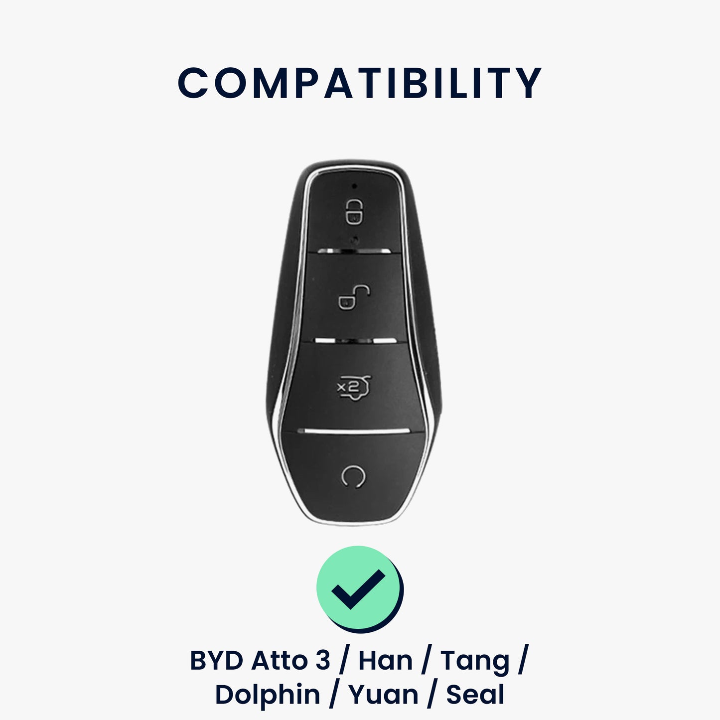 kwmobile Car Key Cover compatible with BYD Atto 3 / Sealion / Han / Tang / Dolphin / Seal - Silicone Key Fob Cover