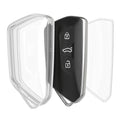 kwmobile Autoschlüssel Hülle kompatibel mit VW Golf 8 3-Tasten Autoschlüssel - Schlüsselhülle Silikon Cover - Transparent Transparent  [dsg01]