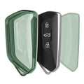 kwmobile Autoschlüssel Hülle kompatibel mit VW Golf 8 3-Tasten Autoschlüssel - Schlüsselhülle Silikon Cover - Grün Transparent Grün  [dsg03]