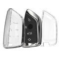 kwmobile Autoschlüssel Hülle kompatibel mit BMW 3-Tasten Smart Key Autoschlüssel - Schlüsselhülle Silikon Cover - Transparent Transparent  [dsg02]