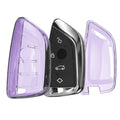 kwmobile Autoschlüssel Hülle kompatibel mit BMW 3-Tasten Smart Key Autoschlüssel - Schlüsselhülle Silikon Cover - Violett Transparent Violett  [dsg03]