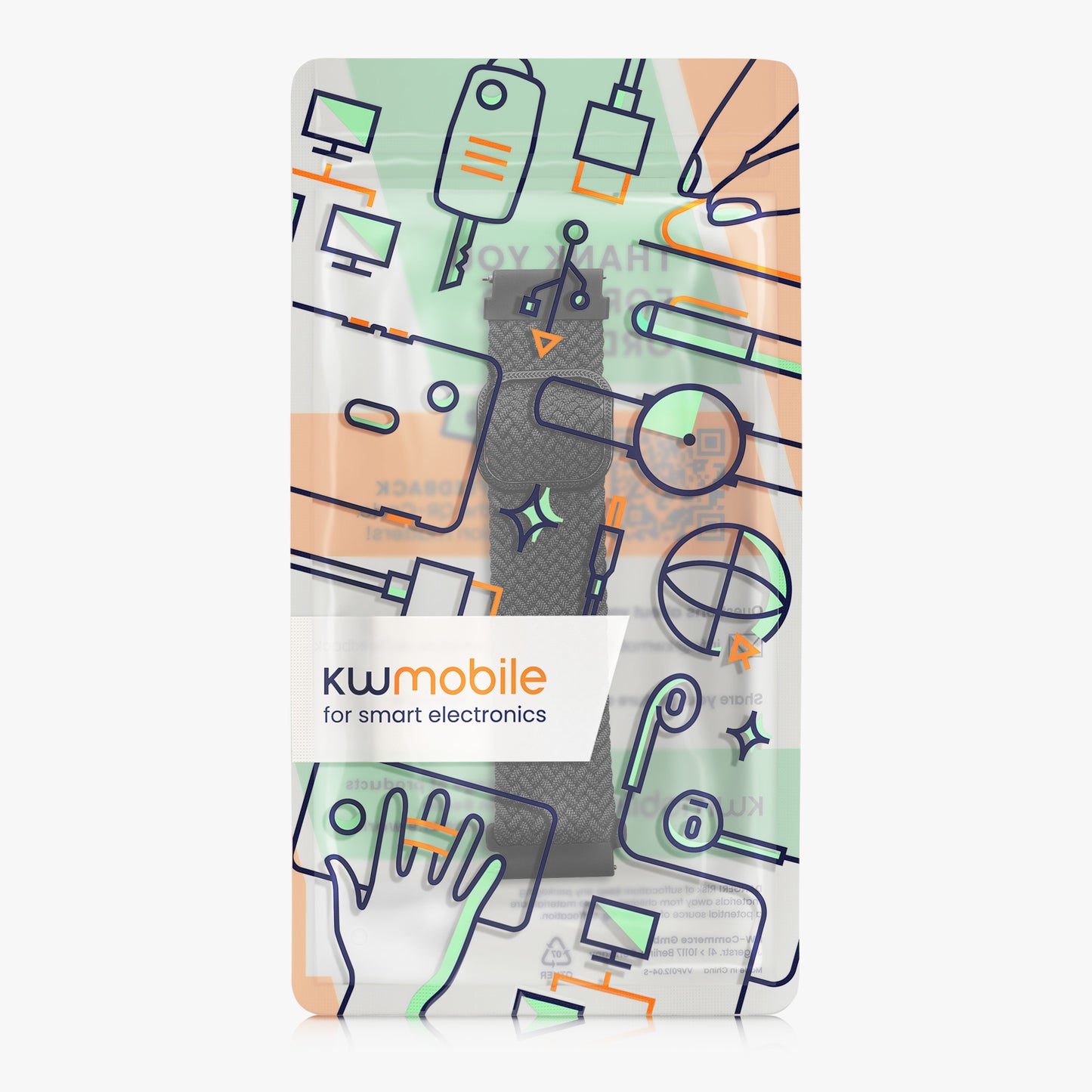 kwmobile Strap compatible with 22mm Amazfit Bip 6 / Bip 5 Unity / Bip 5 / GTS 3 / Balance 2 / Helio Strap - Fitness Tracker Sports Bracelet Band - Inner dimensions from 14 - 22 cm