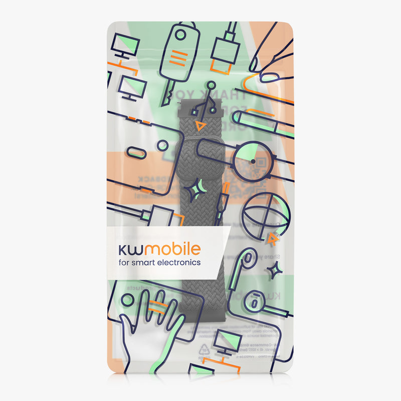 kwmobile Strap compatible with 22mm Amazfit Bip 6 / Bip 5 Unity / Bip 5 / GTS 3 / Balance 2 / Helio Strap - Fitness Tracker Sports Bracelet Band - Inner dimensions from 14 - 22 cm