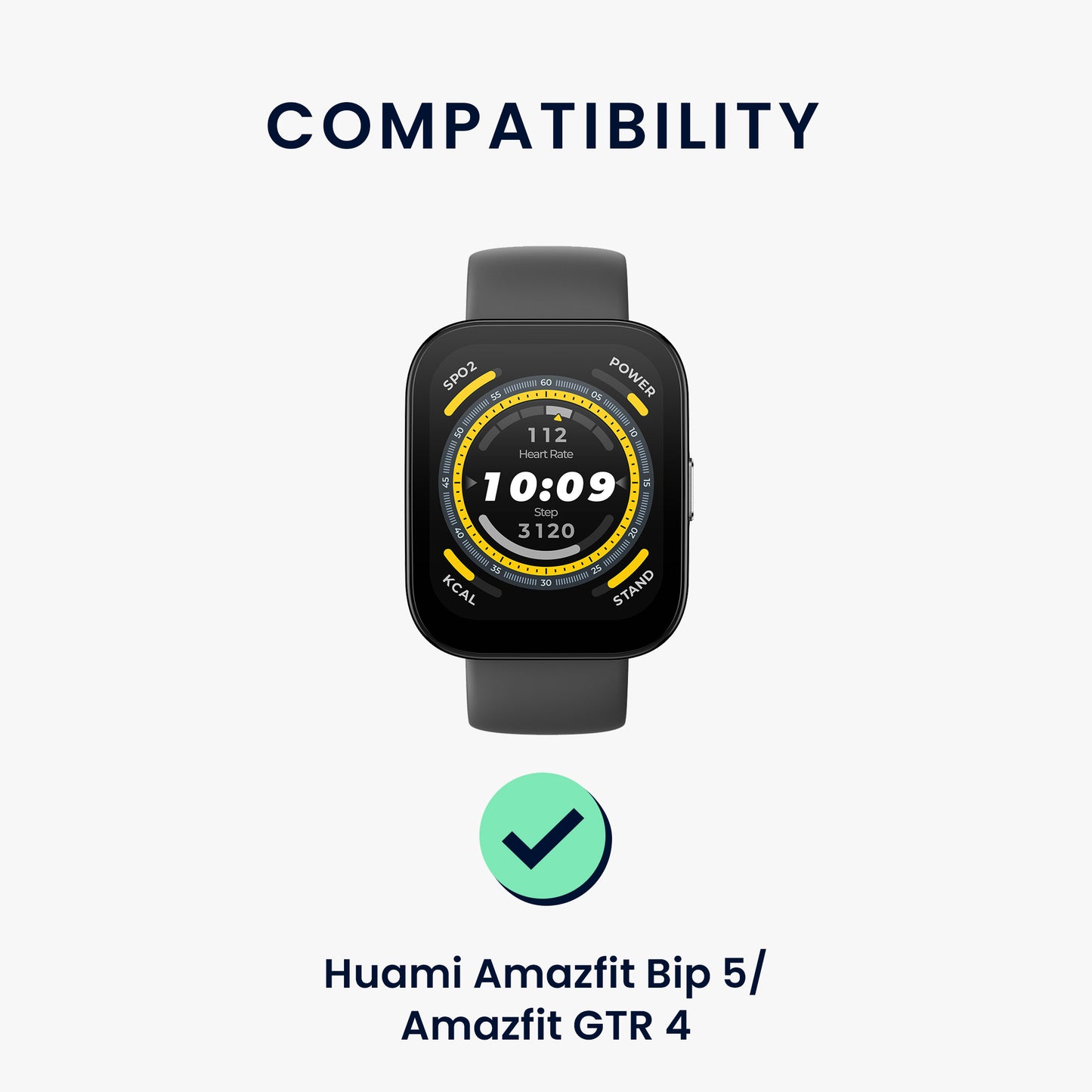 kwmobile Strap compatible with 22mm Amazfit Bip 6 / Bip 5 Unity / Bip 5 / GTS 3 / Balance 2 / Helio Strap - Fitness Tracker Sports Bracelet Band - Inner dimensions from 14 - 22 cm