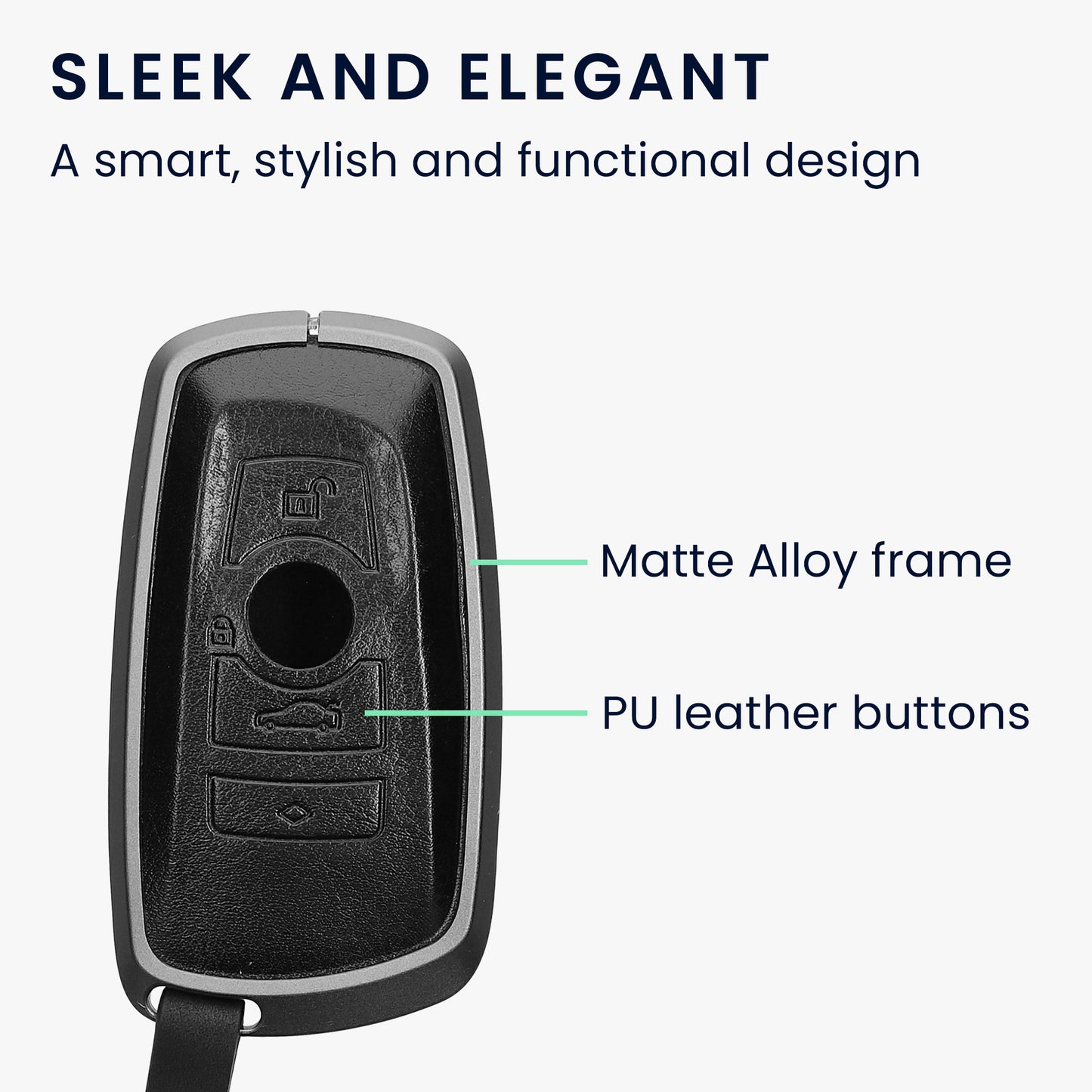 kwmobile Car Key Cover Compatible with BMW 3-Button Keyless Go Car Key - Protective Case with Keyring