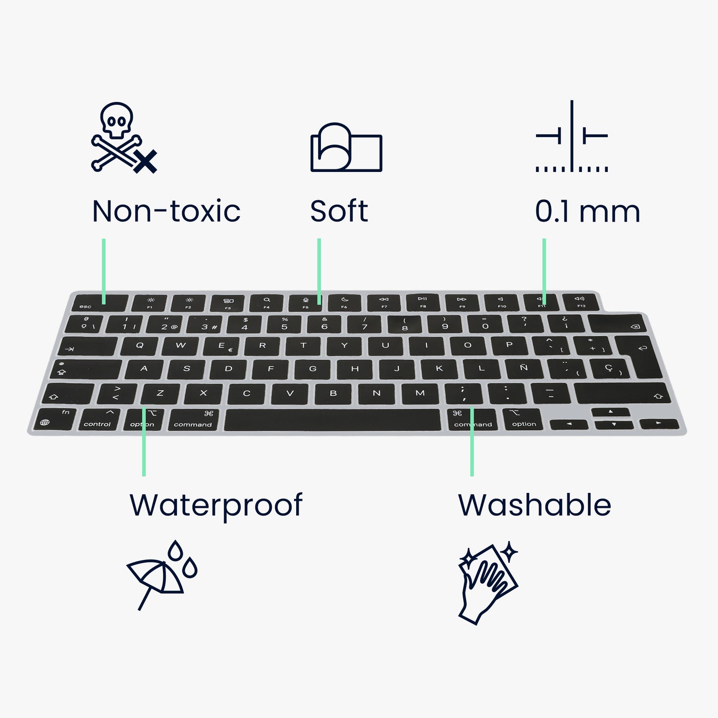 Silicone Keyboard Cover QWERTY (Spanish) compatible with Apple MacBook Pro 14" (2023) A2779