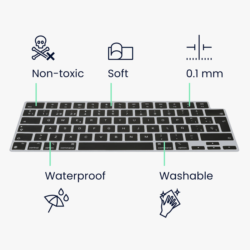 Silicone Keyboard Cover QWERTY (Spanish) compatible with Apple MacBook Pro 14" (2023) A2779