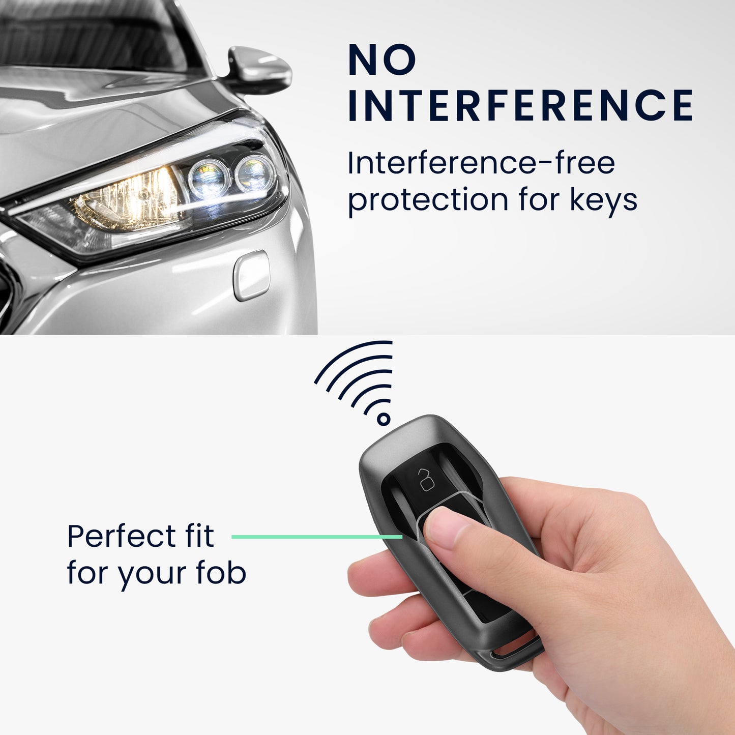 kwmobile Car Key Cover Compatible with Ford 3-Button MyKey Car Key (Key Free) - Silicone Protective Case