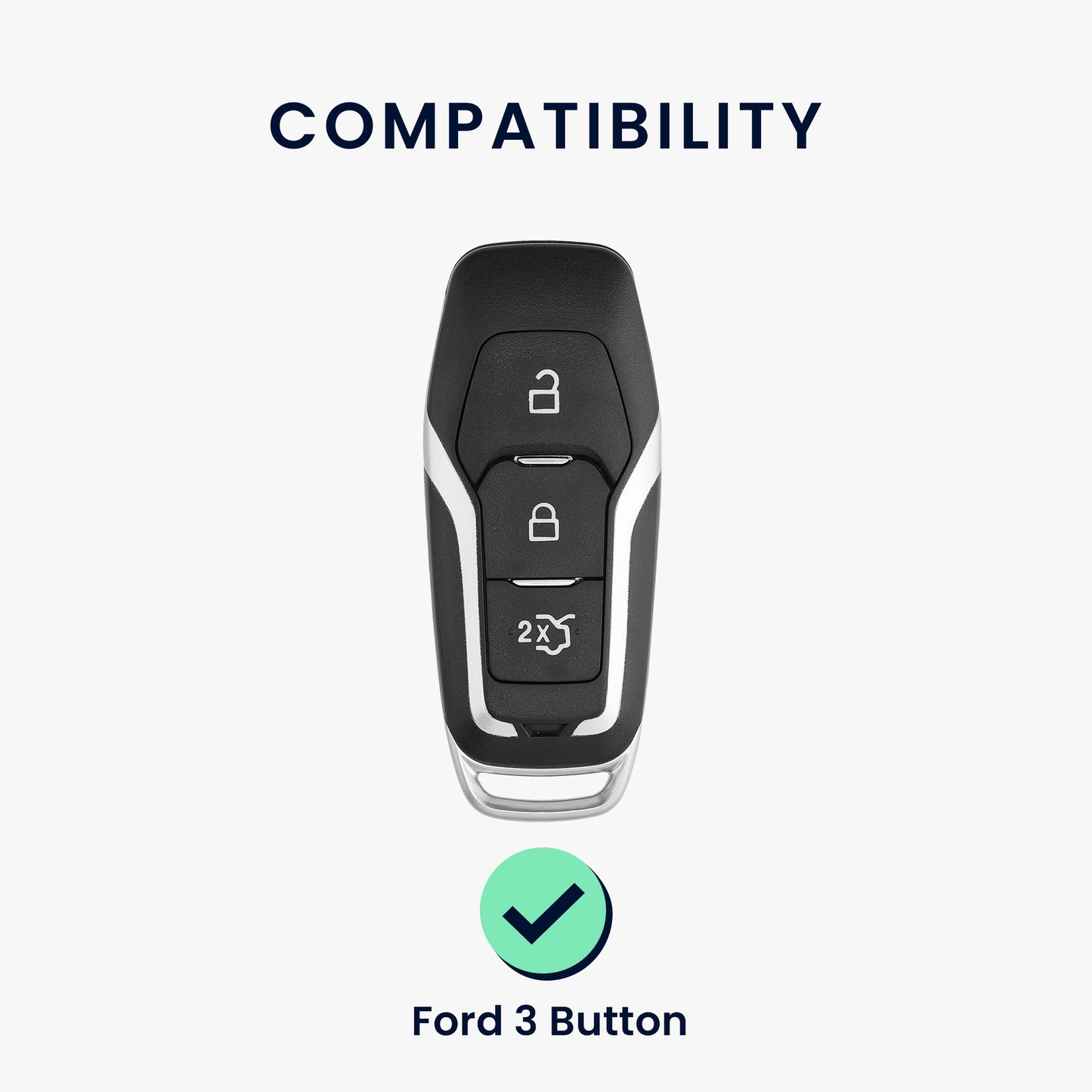 kwmobile Car Key Cover Compatible with Ford 3-Button MyKey Car Key (Key Free) - Silicone Protective Case