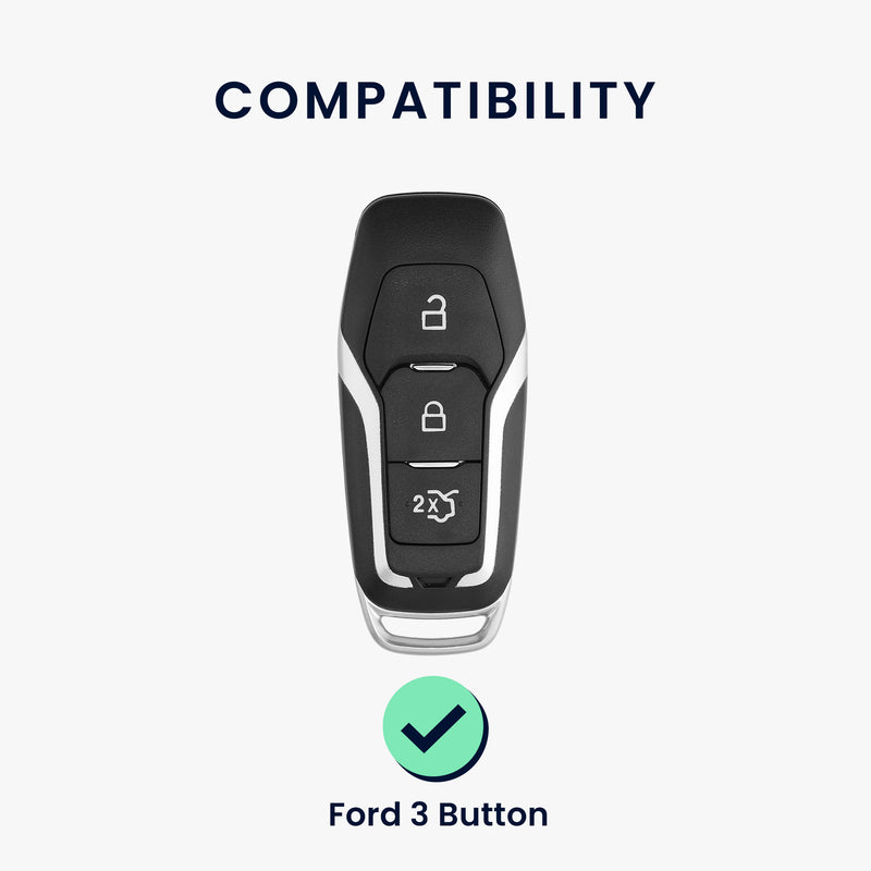 kwmobile Car Key Cover Compatible with Ford 3-Button MyKey Car Key (Key Free) - Silicone Protective Case