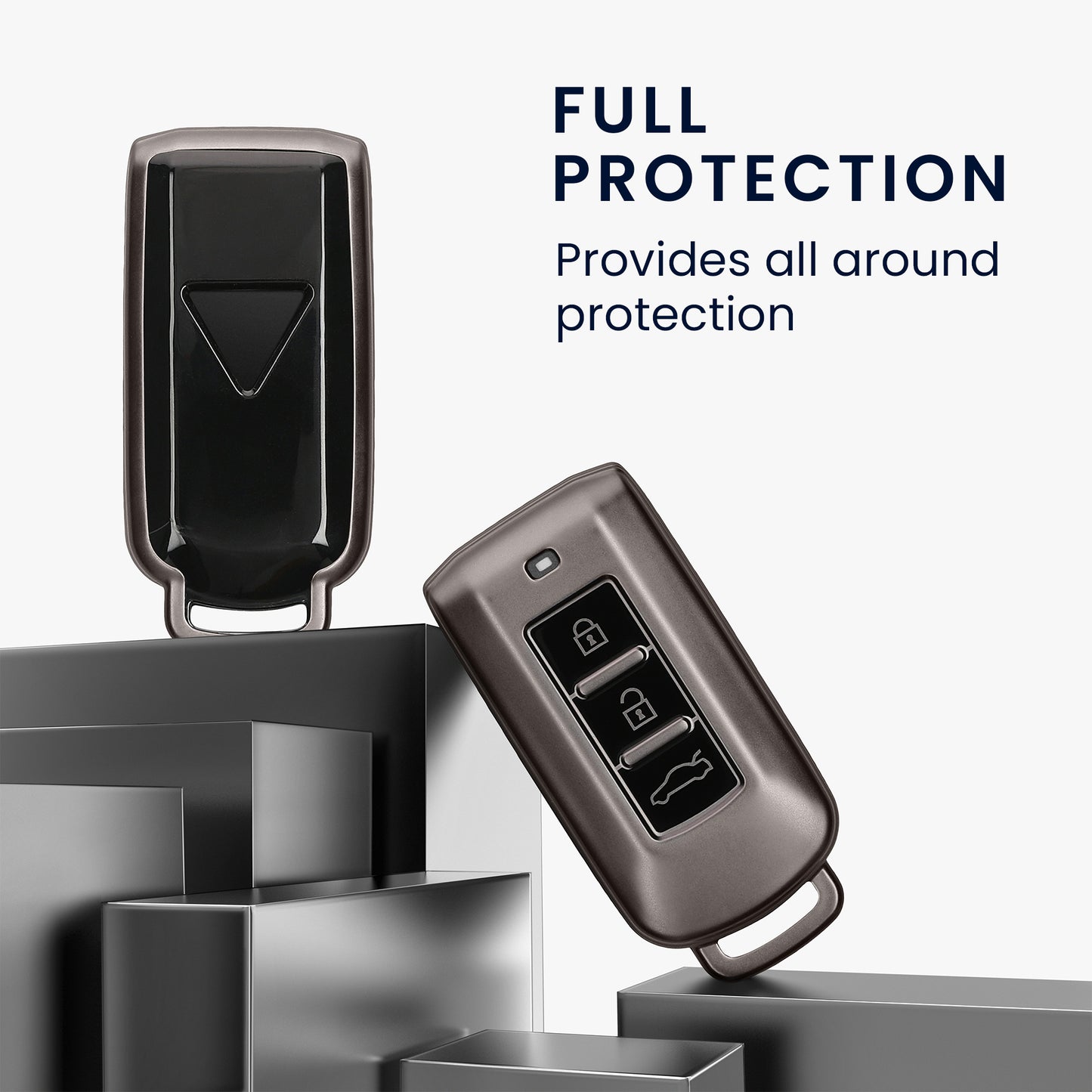 kwmobile Car Key Cover Compatible with Mitsubishi 3-Button Car Key - Silicone Protective Case