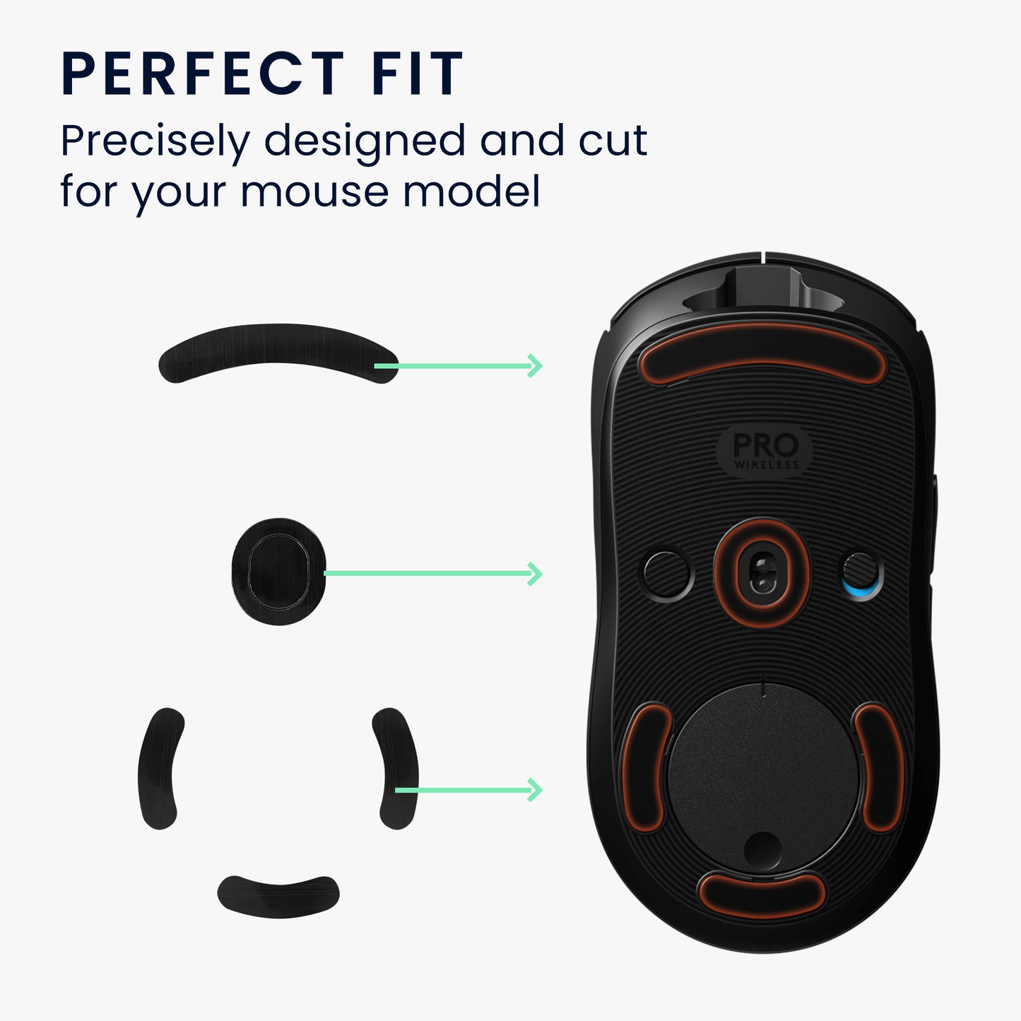 kwmobile Mouse Feet Sticker compatible with Logitech G Pro Wireless Gaming Replacement Gliders - Precisely Fitting Mouse Feet - Mouse Glides