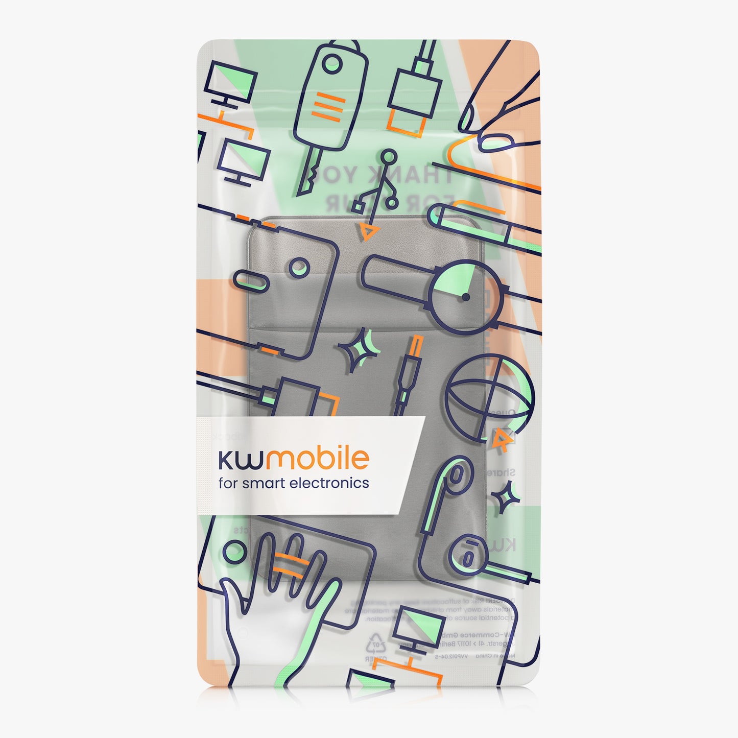 kwmobile Bag compatible with SanDisk Portable SSD, Samsung T7, Crucial X8, HDD - Holder for external SSD Hard Drive - 13x8cm - Elastic self-adhesive case