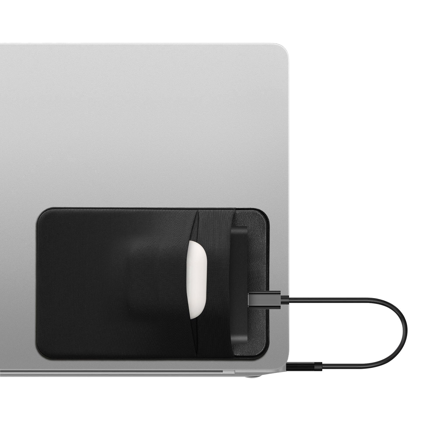 kwmobile Tasche kompatibel mit SanDisk Portable SSD, Samsung T7, Crucial X8, HDD - Halterung für externe SSD Festplatte - 13x8cm - Elastisches Case Hülle selbstklebend Schwarz matt Schwarz matt  