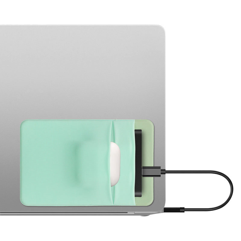 kwmobile Tasche kompatibel mit SanDisk Portable SSD, Samsung T7, Crucial X8, HDD - Halterung für externe SSD Festplatte - 13x8cm - Elastisches Case Hülle selbstklebend Pastellgrün Pastellgrün  