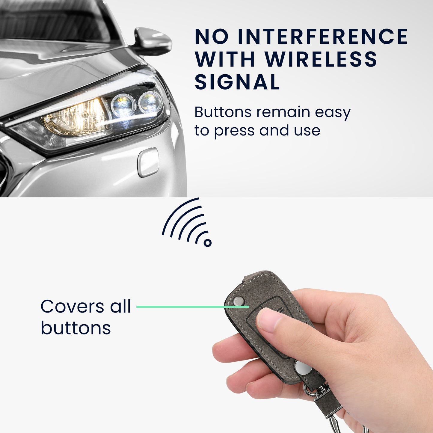kwmobile Car Key Cover compatible with Opel Vauxhall 2-Button Folding Key Car Key Faux Leather Protective Case Key Cover