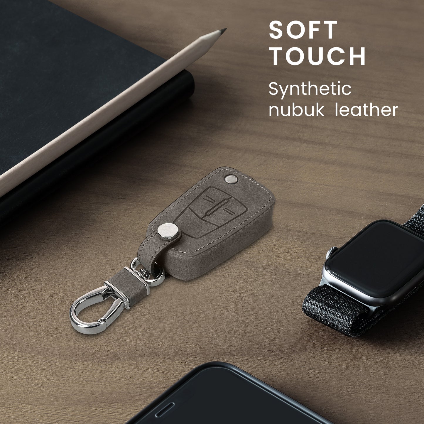 kwmobile Car Key Cover compatible with Opel Vauxhall 2-Button Folding Key Car Key Faux Leather Protective Case Key Cover