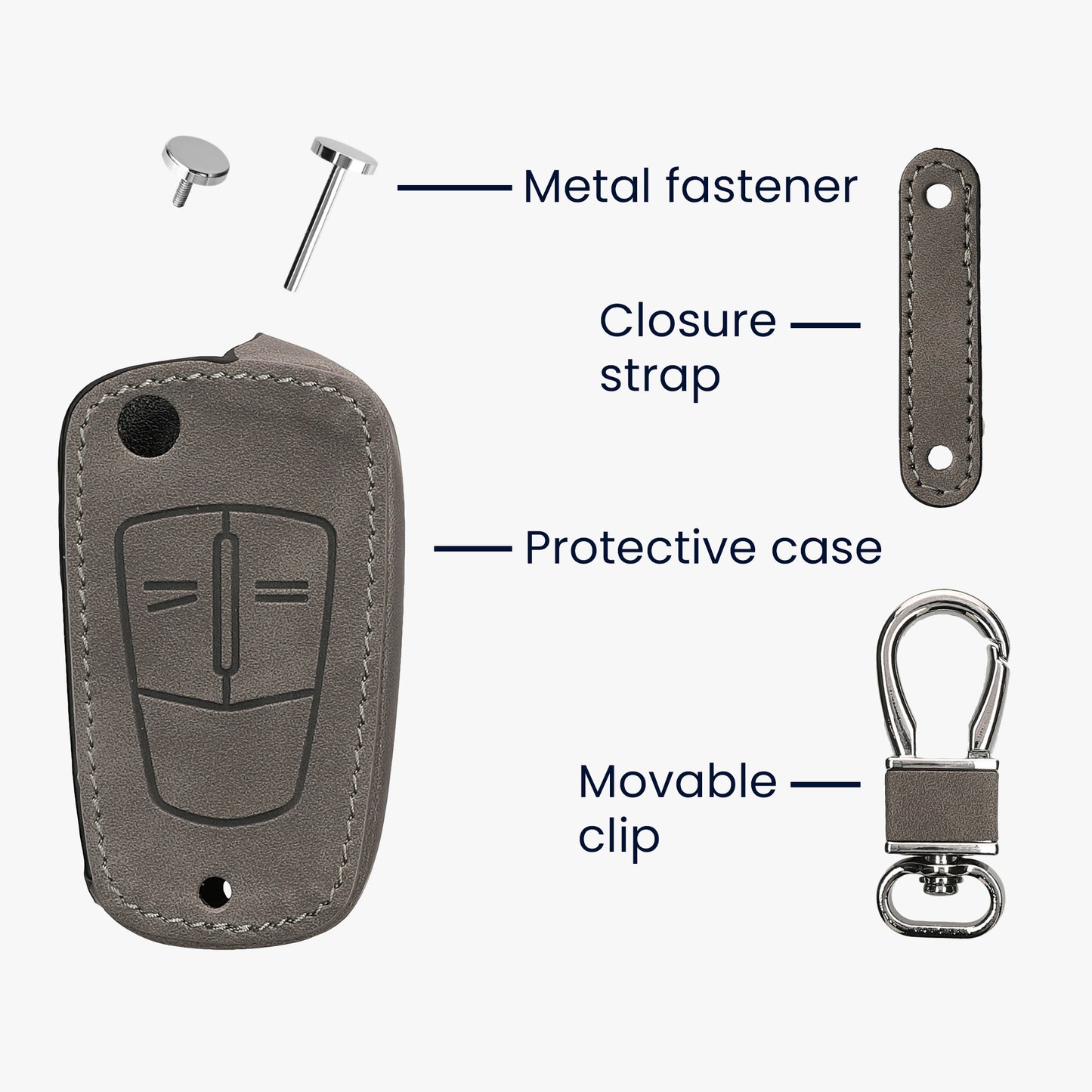 kwmobile Car Key Cover compatible with Opel Vauxhall 2-Button Folding Key Car Key Faux Leather Protective Case Key Cover