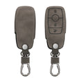 kwmobile Autoschlüssel Hülle kompatibel mit Mercedes Benz Smart Key Autoschlüssel (nur Keyless) - Nubuklederoptik - Kunstleder Schutzhülle Schlüsselhülle Cover - Hellgrau Hellgrau  