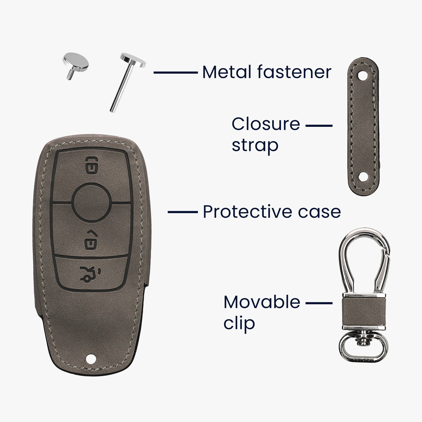 kwmobile Car Key Cover compatible with Mercedes Benz Smart Key (Keyless Only) - Faux Leather Protective Case Key Fob Cover
