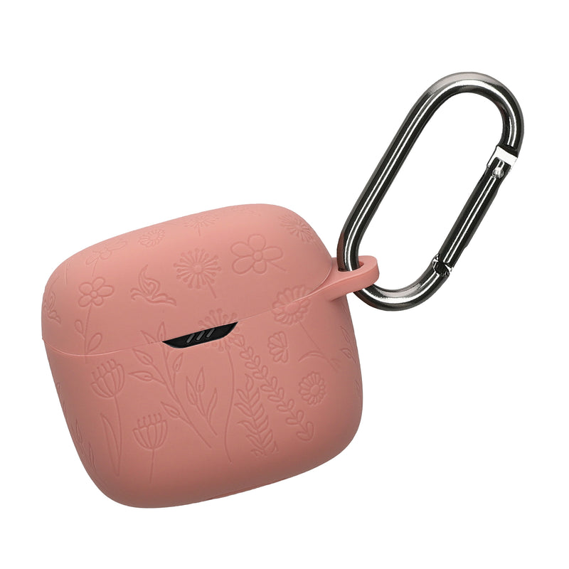 kwmobile Silikon Case für JBL Tune Flex Hülle - Kopfhörer Schutzhülle mit Karabiner - Geprägtes Muster Dark Rose Dark Rose  [dsg01]