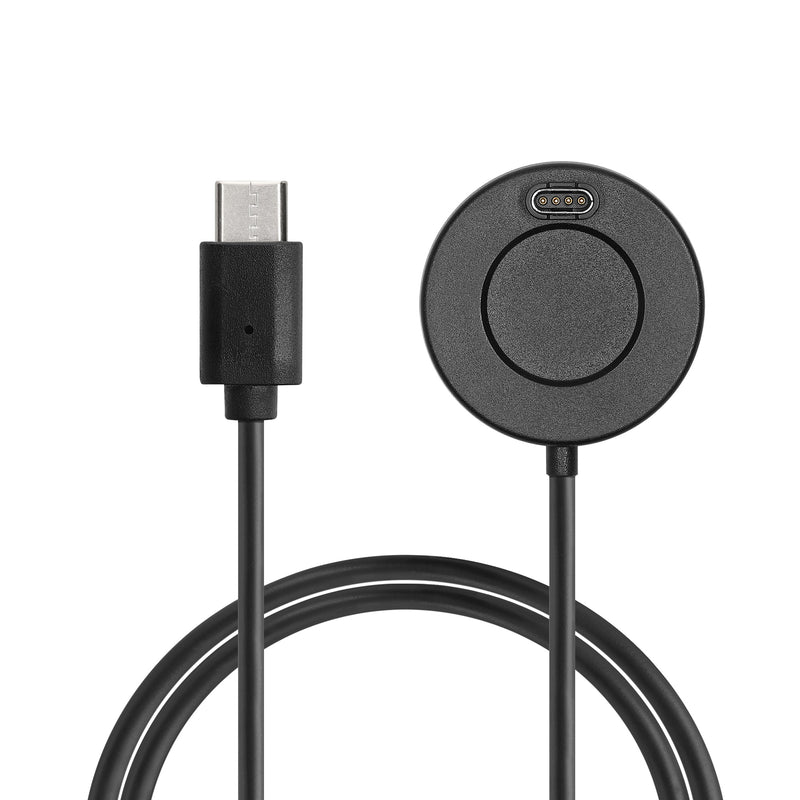 kwmobile USB C Ladekabel kompatibel mit Garmin Forerunner 55 / 255 / 255 Music / vivoactive 5 / Fenix / Quatix - Kabel Charger - Smart Watch Typ C Ersatzkabel - Fitnesstracker Aufladekabel Schwarz  