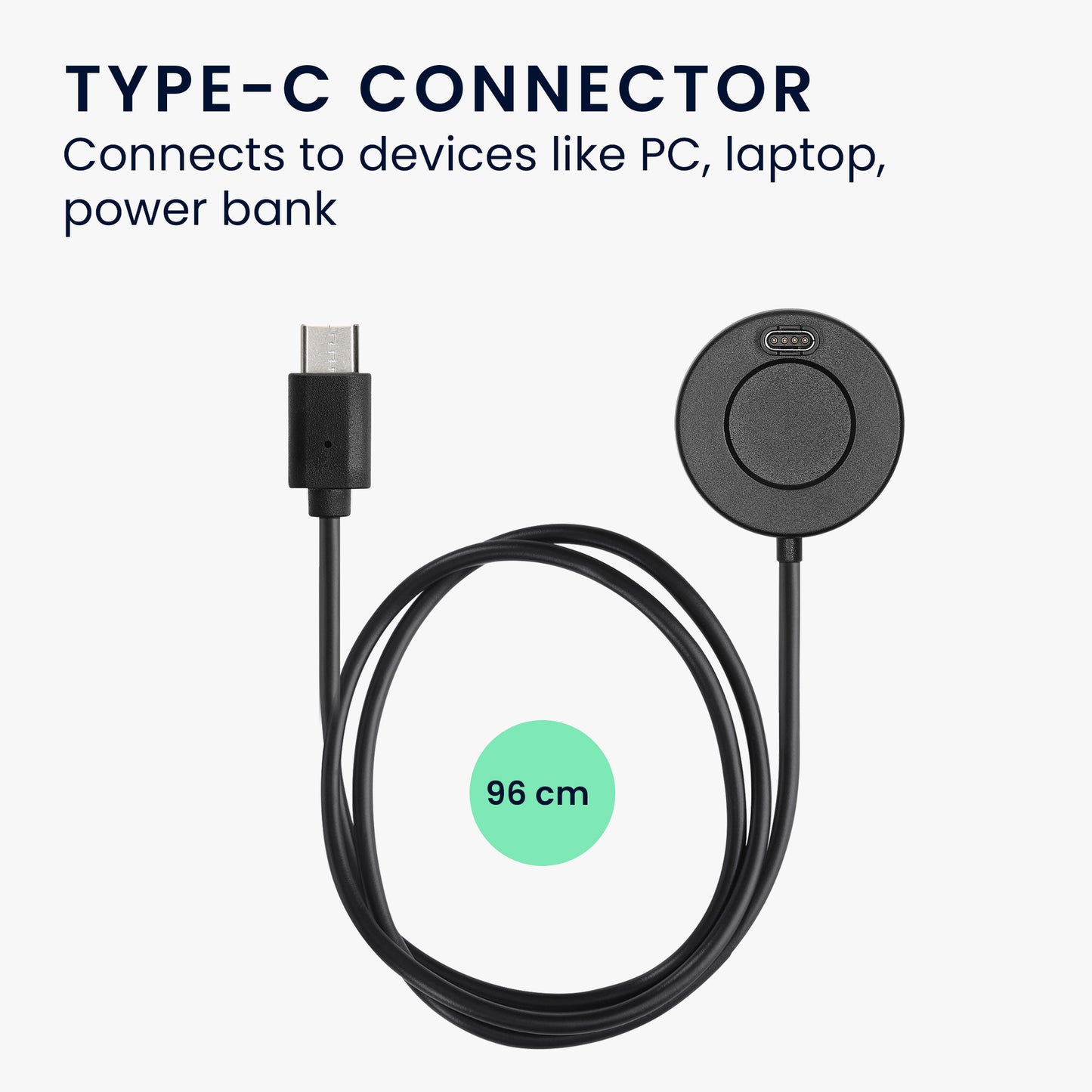 kwmobile USB C Charging Cable compatible with Garmin Forerunner 55 / 255 / 255 Music / vivoactive 5 / Fenix / Quatix Cable Charger Smartwatch Type C Replacement Cable Fitness Tracker Charging Cable