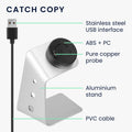 kwmobile USB Charger compatible with Garmin vivoactive 6 / vivoactive 5 / Forerunner 55 / 255 / 255 Music - USB Cable Charger Stand - Smartwatch Charging Station - Charging Cable with Stand Function
