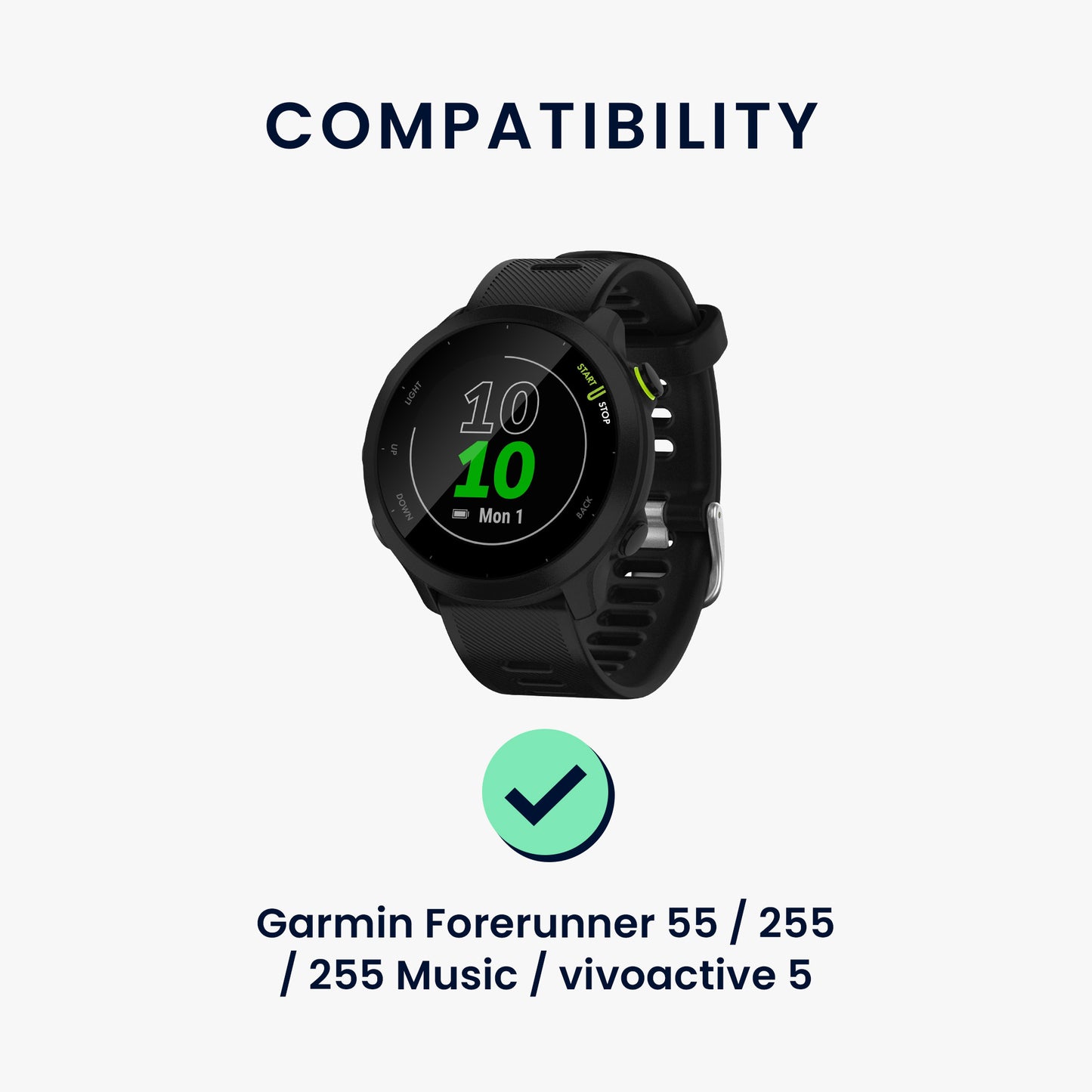 kwmobile USB Charger compatible with Garmin vivoactive 6 / vivoactive 5 / Forerunner 55 / 255 / 255 Music - USB Cable Charger Stand - Smartwatch Charging Station - Charging Cable with Stand Function