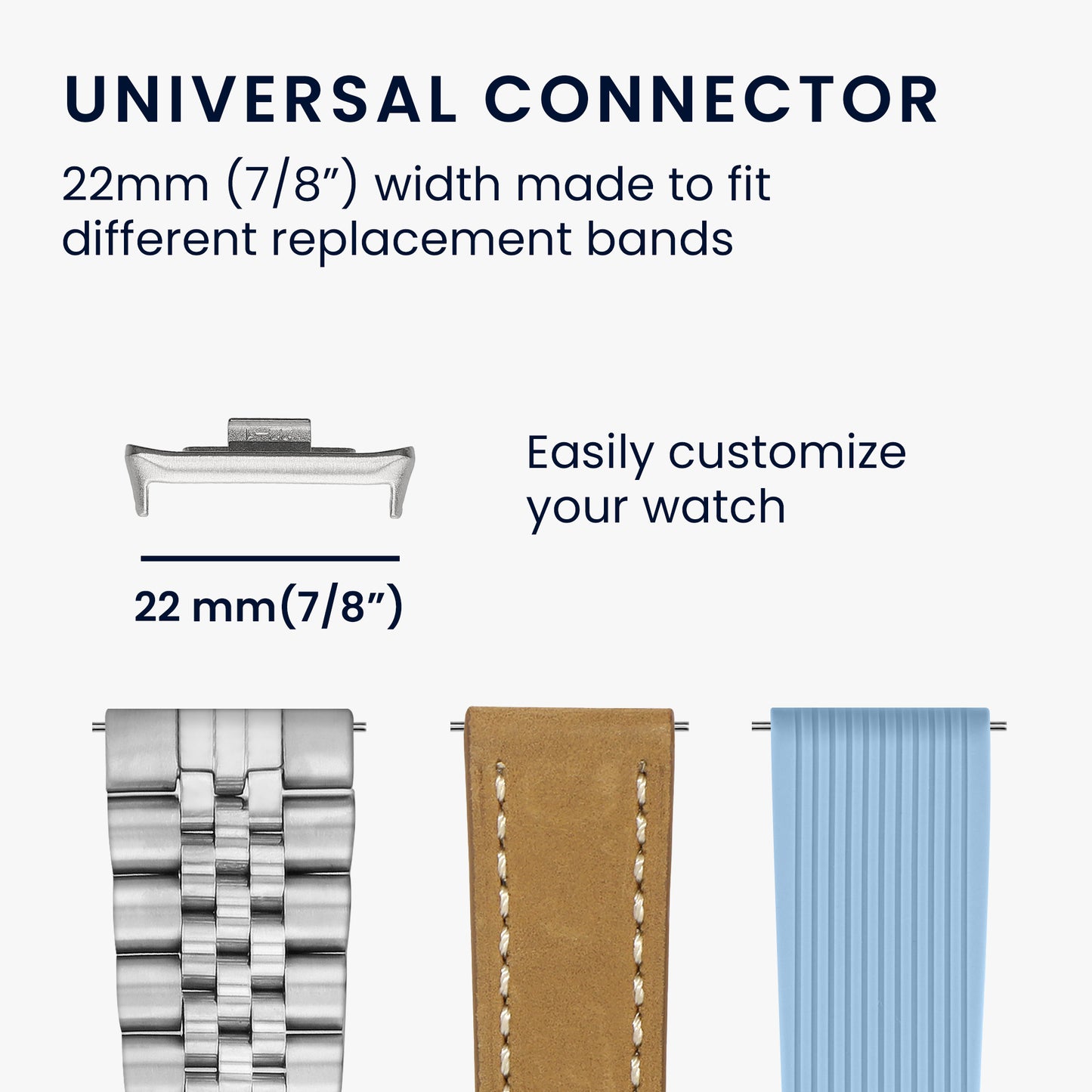 kwmobile Metal Adapter with 22mm Band Width Compatible with Xiaomi Mi Band 8 Pro Watch Strap Smartwatch Bracelet Connector Adapter Set