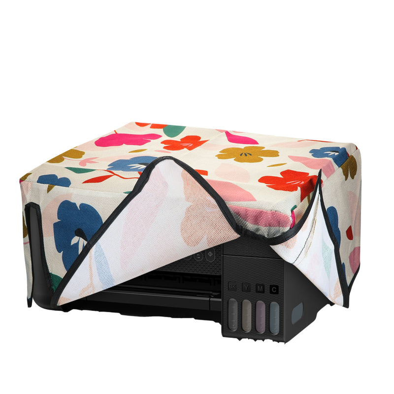 kwmobile Leinen Cover kompatibel mit Epson EcoTank ET-2820 / ET-2810 / 2870 / 2880 / 2861 / 2862 Hülle - Tasche für Drucker - Staubschutzhülle Schutzhaube Schutzhülle - Pink Dunkelblau Creme Pink  [dsg01]