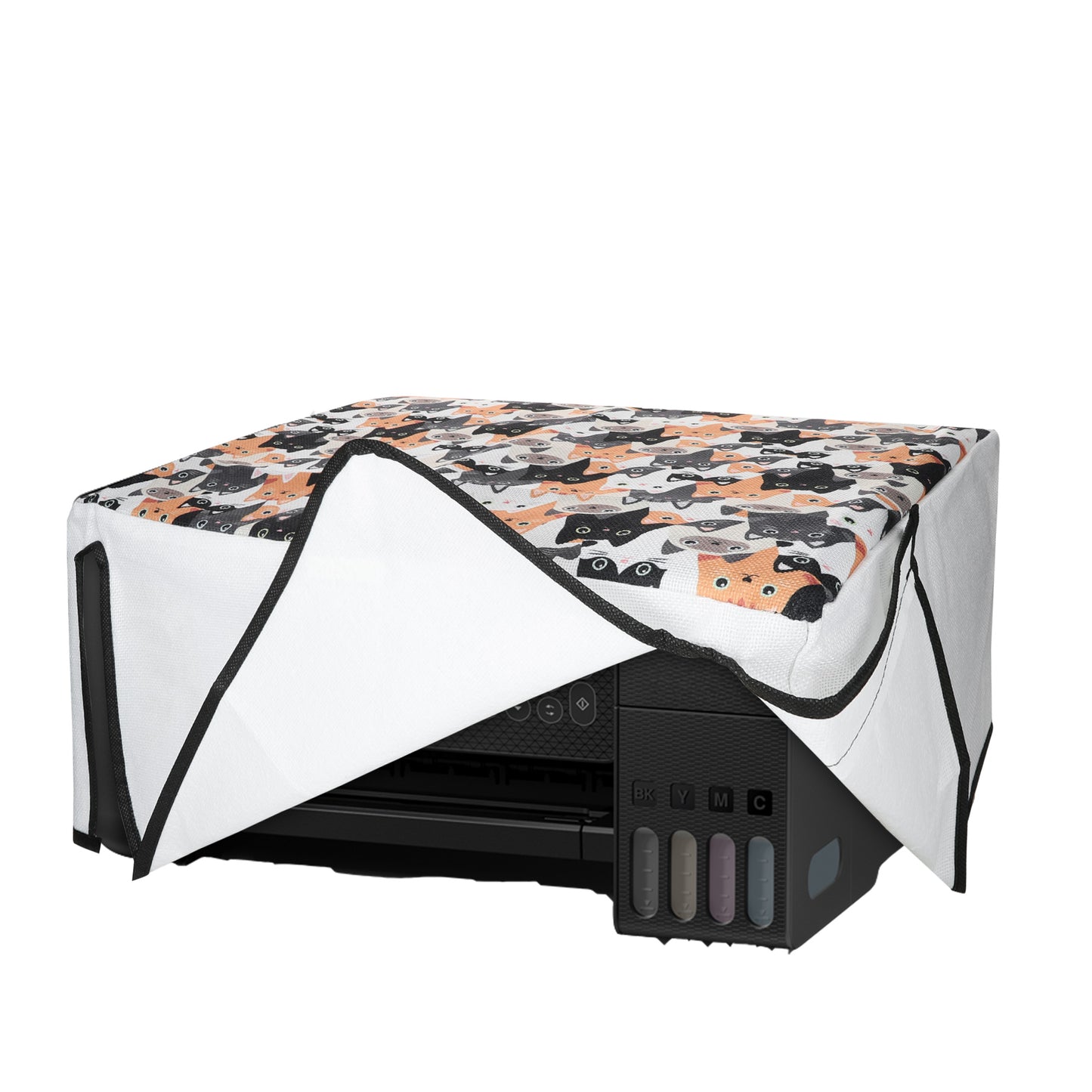 kwmobile Leinen Cover kompatibel mit Epson Eco Tank ET-2820 / ET-2810 / ET-2812 / ET-2870 Hülle - Tasche für Drucker - Staubschutzhülle Schutzhaube Schutzhülle - Orange Schwarz Weiß Orange  [dsg02]