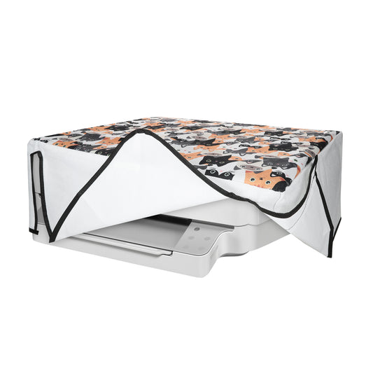 kwmobile Leinen Cover kompatibel mit HP Envy 6020e / Envy 6055e Hülle - Tasche für Drucker - Staubschutzhülle Schutzhaube Schutzhülle - Orange Schwarz Weiß Orange  [dsg02]